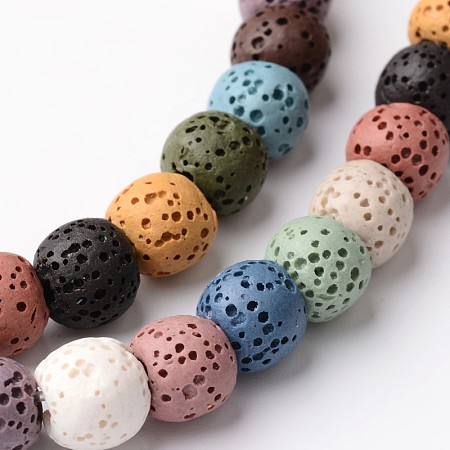 ARRICRAFT Dyed Round Synthetic Lava Rock Beads Strands, 8~9mm, Hole: about 2.5~3mm, about 52pcs/strand, 15.5 inches