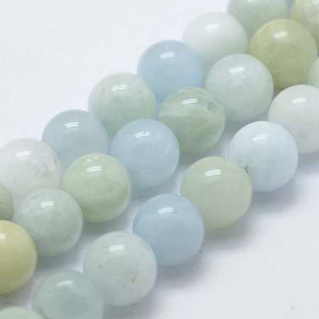 ARRICRAFT Natural Aquamarine Beads Strands, Round, 8mm, Hole: 1mm, about 52pcs/strand, 15.7 inches