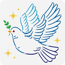 FINGERINSPIRE Dove of Peace Stencil 11.8x11.8 inch Peace Dove Drawing Painting Stencils Plastic Olive Branch Stars Pattern Stencil Reusable DIY Stencils for Painting on Wood Wall Floor Home Decor