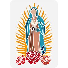 FINGERINSPIRE Virgin Mary Painting Stencil 11.7x8.3inch Reusable Our Lady Drawing Template Religious Character Plastic Stencil Decorative Rosary Stencil for Painting on Wood, Canvas, Wall