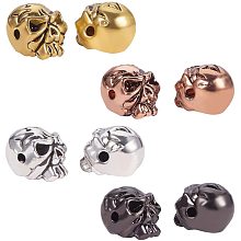 PandaHall Elite 40 PCS 4 Colors Environmental Alloy Micro Pave Cubic Zirconia Skull Beads for Men Original Bracelet DIY Jewelry Making