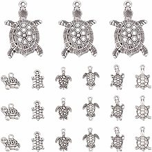 SUNNYCLUE 1 Box 56Pcs 7 Styles Alloy Turtle Charms Tibetan Style Sea Animal Beads Tortoise Charm Pendants for Bracelet Necklace Jewelry DIY Craft Making, Antique Silver