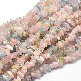 ARRICRAFT Natural Morganite Chip Beads Strands, 5~14x4~10mm, Hole: 1mm, about 15.5 inches~16.1 inches