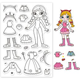 GLOBLELAND Dressup Cute People Silicone Clear Stamps Transparent Stamps for Festival Birthday Cards Making DIY Scrapbooking Photo Album Decoration Paper Craft