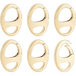 BENECREAT 6Pcs Real 18k Gold Plated Brass Spring Door Clasp Gold Metal Oval Key Ring Fastener Ring Clasp for Jewelry Making Keychain Bag Bag Purse Handbag Strap Craft Supplies