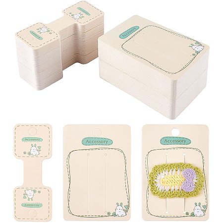 NBEADS 200 Pcs Hair Ties Cards, 2 Styles Paper Hair Ties Folding Display Cards Necklace Display Card Holder Jewelry Display Hanging Folding Cards for Necklaces Bracelets Jewelry Hang Tags