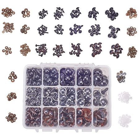 Arricraft 8-16mm 548pcs Plastic Safety Eyes 3 Color Craft Safety Eyes with Washers for Doll, Puppet, Plush Animal and Teddy Bear Craft Making