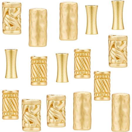 BENECREAT 24Pcs 18K Gold Plated Alloy Tube Beads 4 Style Column Bar Spacer Beads Jewelry Beads Charm for DIY Bracelet Necklace Jewelry Making