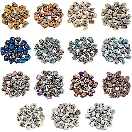 Arricraft 300Pcs Mixed Chip Gemstone Beads, 15 Colors Synthetic Hematite Stone Beads, Electroplate Rock Beads with 1mm Hole for Jewelry Making