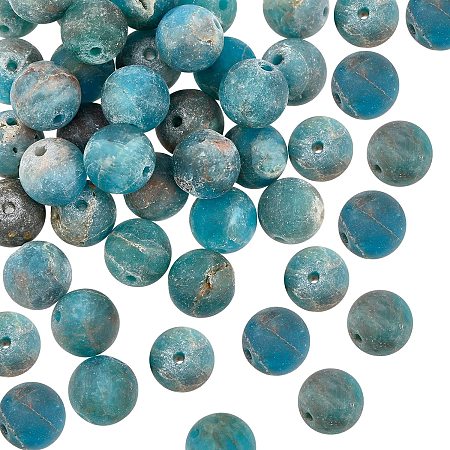 OLYCRAFT 47Pcs Natural Apatite Beads Strands 7.5-8 mm Apatite Drilled Crystal Beads Frosted DIY Handmade Natural Healing Stones Crystals for Bracelets Making