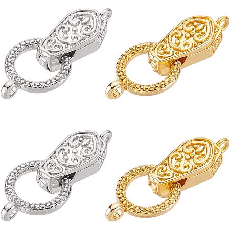 CHGCRAFT 4 Sets 2 Colors Brass Magnetic Clasps Connector with Loop Magnet Converter Necklace Clasps Jewelry Clasps for DIY Bracelet Necklace Making