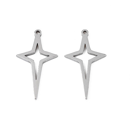 Honeyhandy 304 Stainless Steel Pendants, Star, Stainless Steel Color, 21.5x11.5x1mm, Hole: 1mm