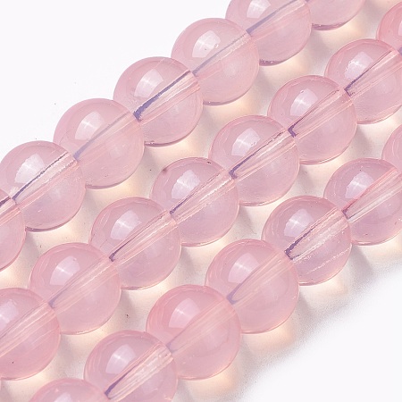 Arricraft Opalite Beads Strands, Round, Pink, 10mm, Hole: 1.4mm, about 38pcs/strand, 13.9 inches(35.5cm)