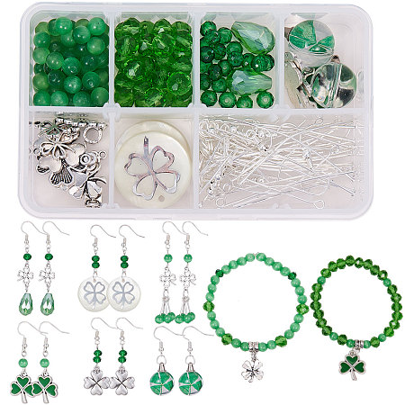 SUNNYCLUE DIY Earring Making, with Glass Beads, Alloy Hanger Links and Pendants, Brass Earring Hooks, Mixed Color