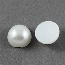 Honeyhandy ABS Plastic Imitation Pearl Cabochons, Half Round, White, 2x1mm