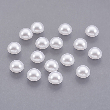 Honeyhandy ABS Plastic Imitation Pearl Cabochons, Half Round, White, 6x3mm