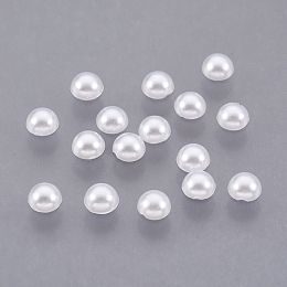 Honeyhandy 10000pcs ABS Plastic Imitation Pearl Cabochons, Half Round, White, 4x2mm