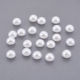 Honeyhandy ABS Plastic Imitation Pearl Cabochons, Half Round, White, 7x3.5mm