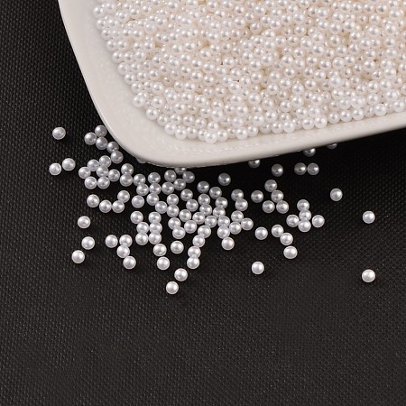 Honeyhandy Imitation Pearl Acrylic Beads, No Hole, Round, White, 3mm, about 10000pcs/bag