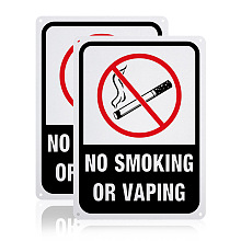 Globleland UV Protected & Waterproof Aluminum Warning Signs, No Smoking or Vaping Sign, Black, 250x180x1mm, Hole: 4mm