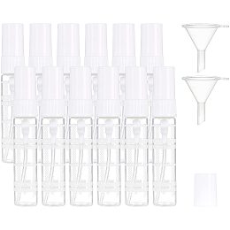 Empty Portable Glass Spray Bottles, with ABS Dust Cap, Refillable Bottle, Mini Transparent Plastic Funnel Hopper, White, 27pcs/box