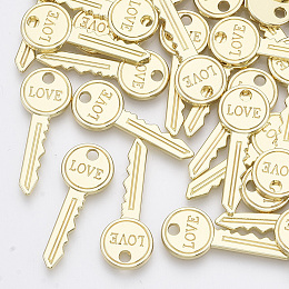 Honeyhandy Alloy Pendants, Key with Word Love, Light Gold, 27.5x10.5x1.5mm, Hole: 2mm