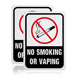 Globleland UV Protected & Waterproof Aluminum Warning Signs, No Smoking or Vaping Sign, Black, 250x180x1mm, Hole: 4mm