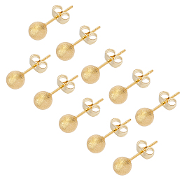 UNICRAFTALE 304 Stainless Steel Ear Studs, Hypoallergenic Earrings, Textured, with Ear Nuts, Round, Golden, 18x6mm; Pin: 0.7mm, 20pairs/box