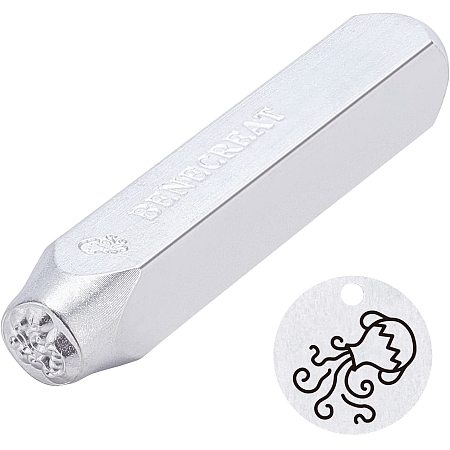BENECREAT Iron Seal Stamps, Stamping Tools, for Leather Craft, 12 Constellations Patterns, Aquarius, 65.5x10mm
