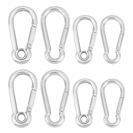 Unicraftale 304 Stainless Steel Rock Climbing Carabiners, Key Clasps, Stainless Steel Color, 8pcs/box