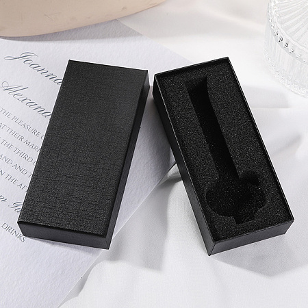 NBEADS Rectangle Cardboard Watch Storage Boxes, Watch Gift Case with Sponge, for Gift Wrapping, Black, 14.5x6.5x3.4cm, Inner Diameter: 14x5.9x3cm