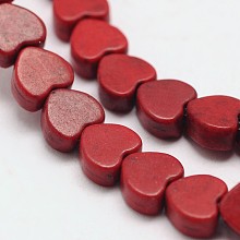 Arricraft Dyed Synthetical Turquoise Heart Bead Strand, Dark Red, 5x6x3mm, Hole: 1mm, about 79pcs/strand, 15.7 inches