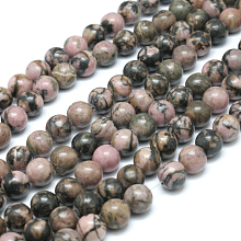 ARRICRAFT Natural Rhodonite Beads Strands, Round, 8mm, Hole: 1mm, 47pcs/strand, 15.6 inches(39.5cm)