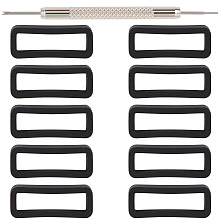 Gorgecraft DIY Watchband Kits, Include Stainless Steel Watch Repair Tool and Rectangle Silicone Retainer Buckle Holder, Black, Holder: 26.5x10x8mm, Inner Diameter: 5.5x22.5mm, 10pcs/set