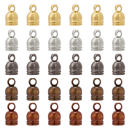 Brass Cord Ends, Mixed Color, 8x5mm, Hole: 1mm, Inner Diameter: 4mm; 5 colors, 50pcs/color, 250pcs/box