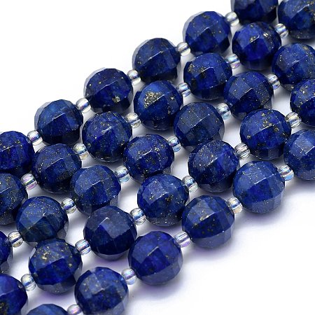 Arricraft Natural Lapis Lazuli Beads Strands, Round, Faceted, 9~10mm, Hole: 1.4mm, about 34pcs/Strand, 15.16 inches(38.5cm)