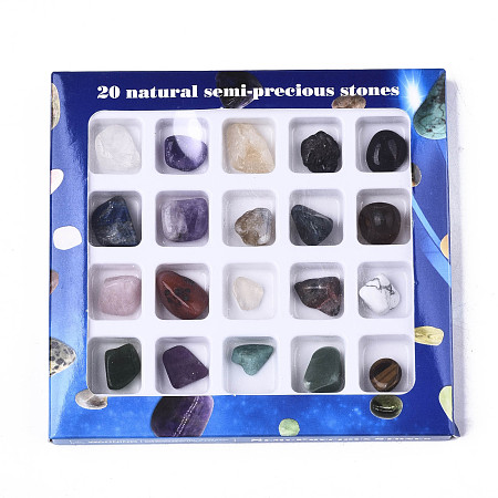 ARRICRAFT Natural Mixed Gemstone Beads, Tumbled Stone, No Hole/Undrilled, Nuggets, 11~20x9~14x5~10mm, Box: 13x12x1.2cm, about 20pcs/box