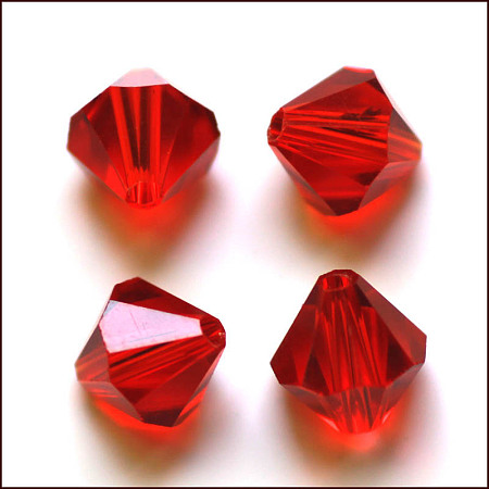 Honeyhandy Imitation Austrian Crystal Beads, Grade AAA, Faceted, Bicone, Red, 3x3mm, Hole: 0.7~0.9mm