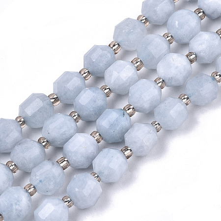 ARRICRAFT Natural Aquamarine Beads Strands, Oval, Dyed & Heated, Faceted, 6x5~6mm, Hole: 0.8mm, about 51~53pcs/strand, 14.57 inches~15.15 inches(37~38.5cm)