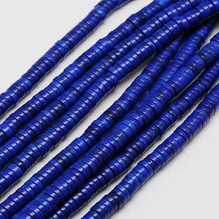 Arricraft Synthetic Turquoise Beads Strands, Heishi Beads, Dyed, Flat Round/Disc, Medium Blue, 8x3~4mm, Hole: 1mm, about 110pcs/strand, 15.75 inches