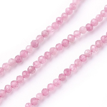 ARRICRAFT Natural Tourmaline Beads Strands, Faceted, Round, Hot Pink, 2~2.5mm, Hole: 0.5mm, about 180~200pcs/strand, 14.5~16.1 inches(37~41cm)