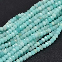 Arricraft Faceted Rondelle Natural Amazonite Bead Strands, 3x2mm, Hole: 1mm, about 163pcs/strand, 15.5 inches