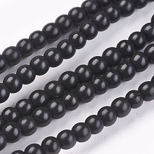 Arricraft 1 Strand Dyed Black Round Synthetic Turquoise Beads Strands, 4mm, Hole: 1mm, about 110pcs/strand, 15.6 inches