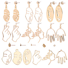 SUNNYCLUE DIY Human Body Themen Earring Making Kits, with Brass Pendants & Ear Nuts, Brass & Iron Stud Earring Findings, Mixed Shape, Real 18K Gold Plated