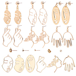 SUNNYCLUE DIY Human Body Themen Earring Making Kits, with Brass Pendants & Ear Nuts, Brass & Iron Stud Earring Findings, Mixed Shape, Real 18K Gold Plated