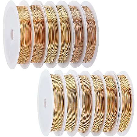 ARRICRAFT Copper Jewelry Wire, Long-Lasting Plated, Light Gold, 12rolls/sets