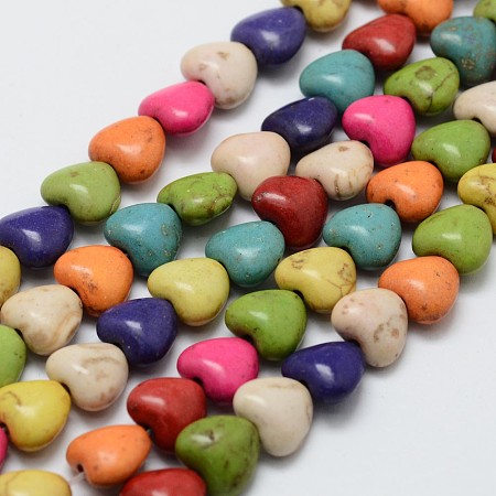 ARRICRAFT Synthetic Magnesite Bead Strands, Dyed, Heart, Colorful, 8x7x4.5mm, Hole: 1mm, about 52pcs/strand, 15.3 inches