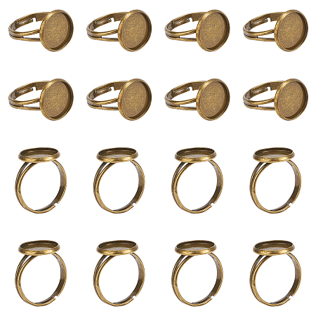 Adjustable Brass Ring Components, Platinum, 17mm, 40pcs/box