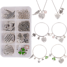 SUNNYCLUE DIY Necklace and Bracelet Setting, with Alloy Pendants, Stainless Steel Findings and Iron Jump Rings, Antique Silver & Platinum, 11x7x3cm