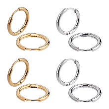 Unicraftale Unisex 304 Stainless Steel Hoop Earrings, Manual Polishing Huggie Earrings, Golden & Stainless Steel Color, 16x2mm, Pin: 0.7mm; Inner Diameter: 12mm; 2colors, 4pairs/color, 8pairs/box